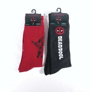 2 Pairs Of Deadpool Crew Socks Shoe Size 6-12 Mens